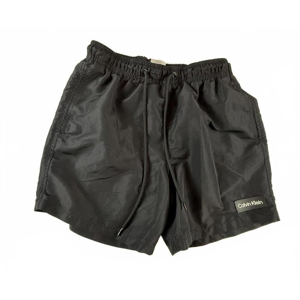 Calvin Klein Swim Trunks Mens Small Black Logo Swimwear Mesh Lined Quick Dry